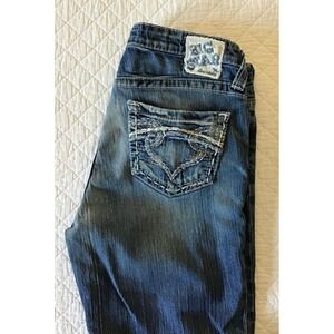 Big Star Legendary Blue Jeans Womens 30L Straight Leg Thick Stitch Med Wash Y2K